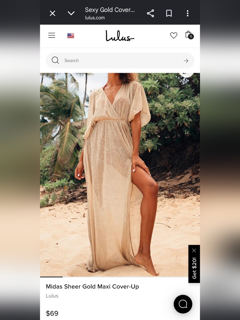 Lulu's Sheer Gold Metallic V-Neck Pleated Maxi Dress - Picture 3 of 3